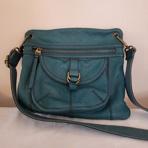 Fossil Sasha Teal Leather Crossbody Bag